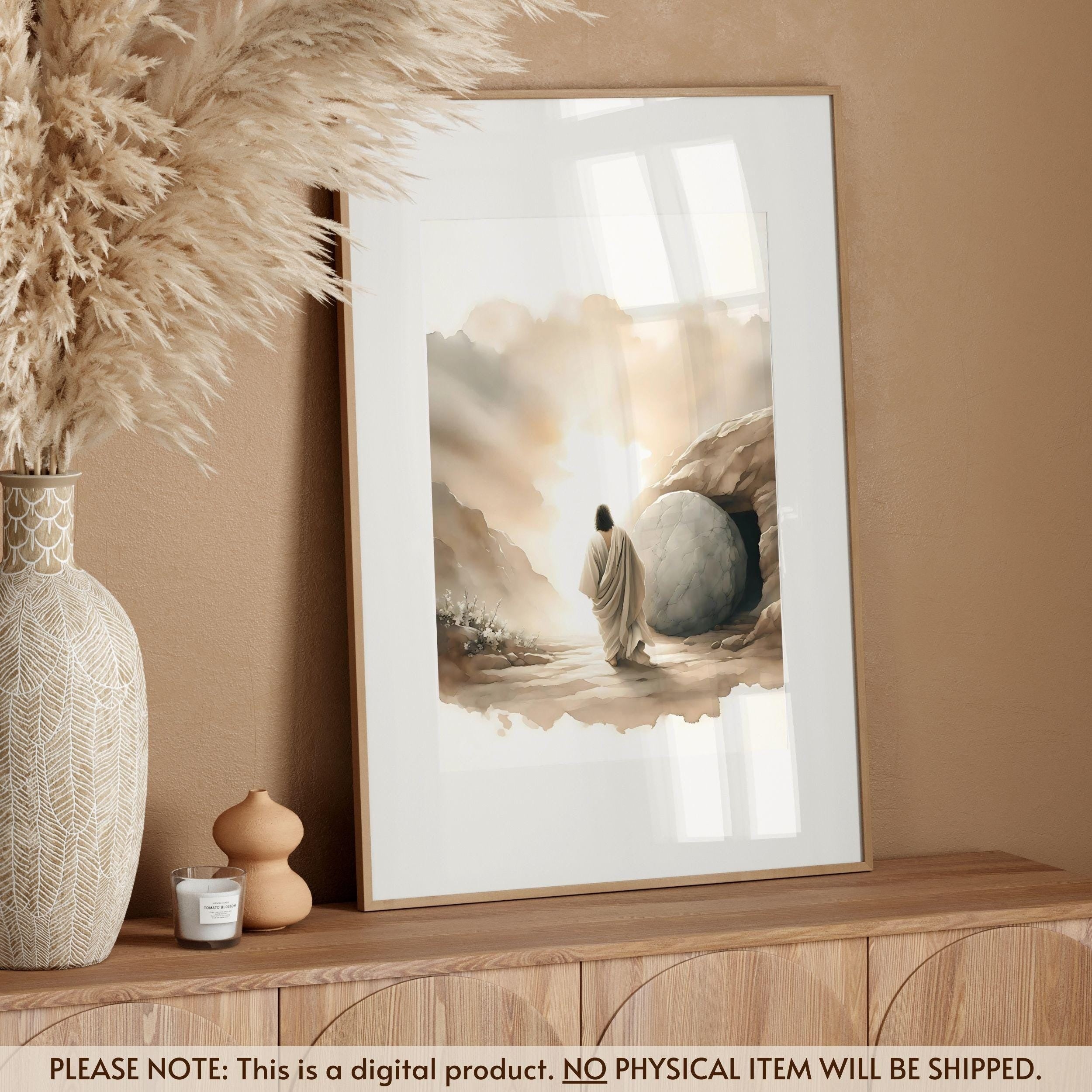 He is Risen Wall Art Poster, Jesus Painting Easter Scripture Poster, Jesus Resurrection Poster, Bible Art Poster